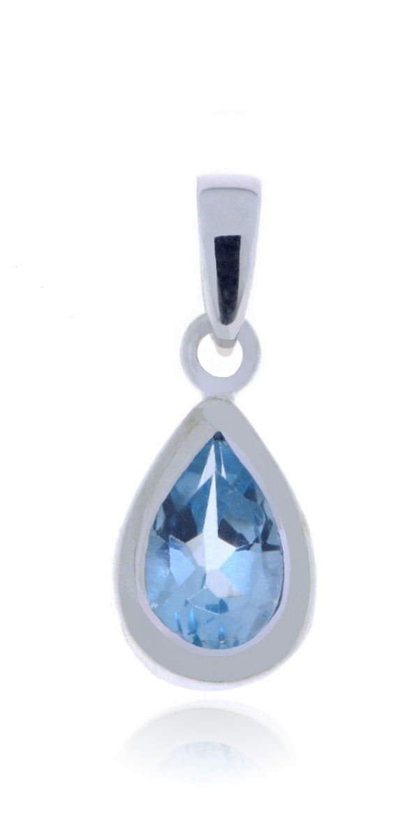 Zilveren hanger met Blauwe Topaas edelsteen