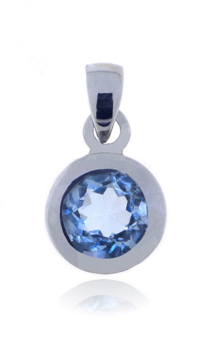 Zilveren hanger met Blauwe Topaas edelsteen