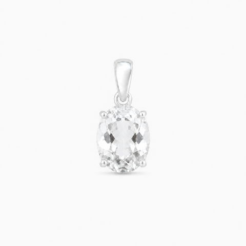 Zilveren hanger met ovaal geslepen in klauw gezette edelsteen, gefacetteerd - 925 zilver - 11 x 9 mm · Bergkristal