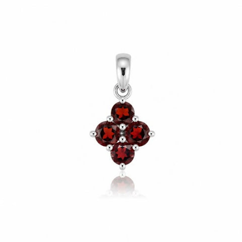 Zilveren hanger met facet geslepen edelstenen - 925 zilver - 4 mm · Granaat