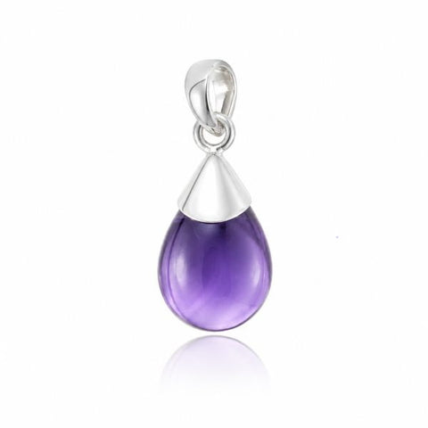 Zilveren hanger met druppelvormig edelsteen - 925 zilver - 16 x 12 mm · Amethist