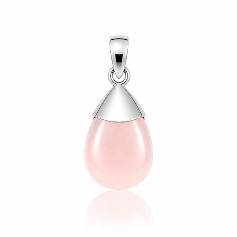Zilveren hanger met druppelvormig edelsteen - 925 zilver - 16 x 12 mm · Rozenkwarts