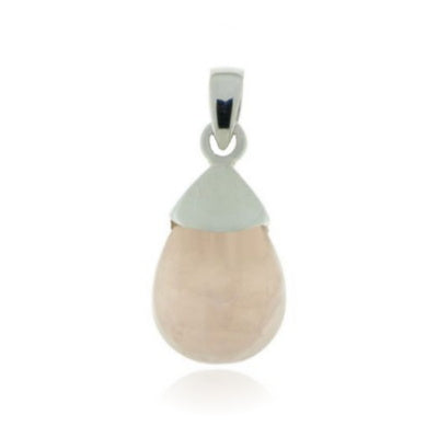 Zilveren  hanger met Rozenkwarts edelsteen