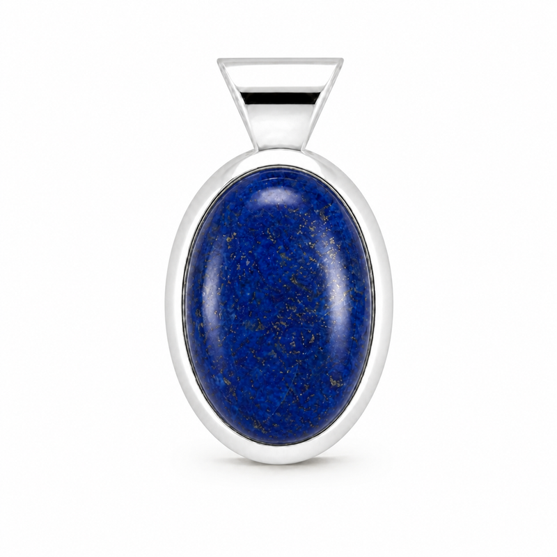 Zilveren hanger met Regenboog Maansteen edelsteen · Lapis Lazuli · detail · steen:lapis-lazuli