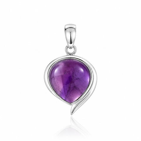 Zilveren hanger met druppelvormige edelsteen - 925 zilver - 17 x 17 mm · Amethist