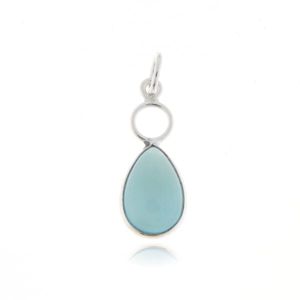 Zilveren hanger met Chalcedoon aqua edelsteen