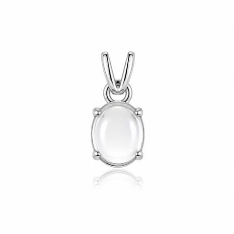 Zilveren hanger met ovale edelsteen - 925 zilver - 10 x 8 mm · Bergkristal