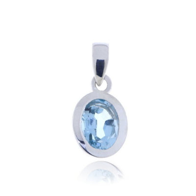 Zilveren hanger met Blauwe Topaas edelsteen