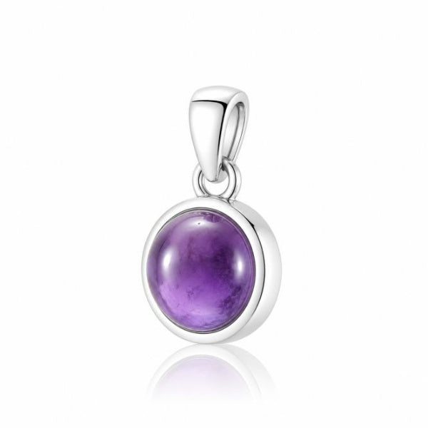 Zilveren hanger met rond geslepen edelsteen - 925 zilver - 20 x 10 mm · Amethist · productfoto · steen:amethist