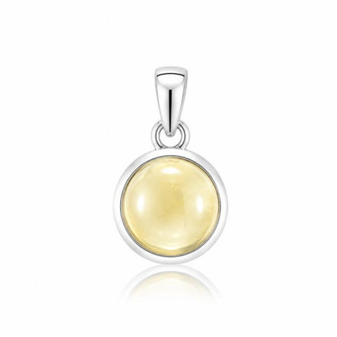 Zilveren hanger met rond geslepen edelsteen - 925 zilver - 20 x 10 mm · Citrien