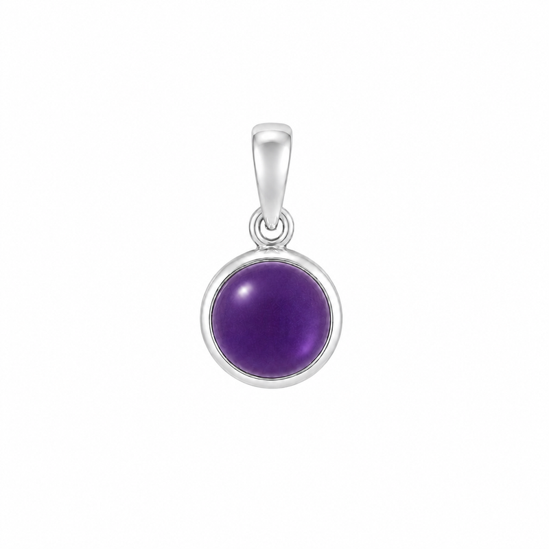 Zilveren hanger met rond geslepen edelsteen - 925 zilver - 20 x 10 mm · Amethist · productfoto · steen:amethist