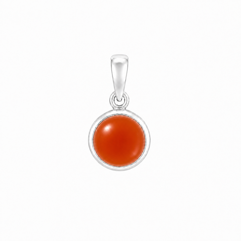 Zilveren hanger met rond geslepen edelsteen - 925 zilver - 20 x 10 mm · Carneool