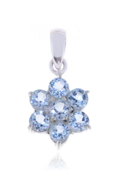 Zilveren hanger met Blauwe Topaas edelstenen