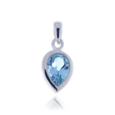Zilveren hanger met Blauwe Topaas edelsteen