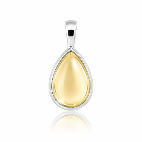 Zilveren hanger met druppelvormige edelsteen - 925 zilver - 12 x 8 mm · Citrien
