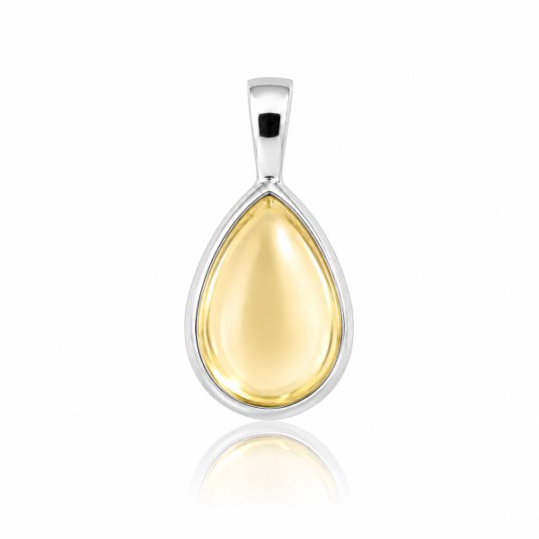 Zilveren hanger met druppelvormige edelsteen - 925 zilver - 12 x 8 mm · Citrien · productfoto · steen:citrien
