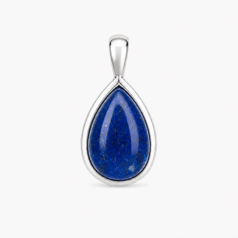 Zilveren hanger met druppelvormige edelsteen - 925 zilver - 12 x 8 mm · Lapis Lazuli · productfoto · steen:lapis-lazuli