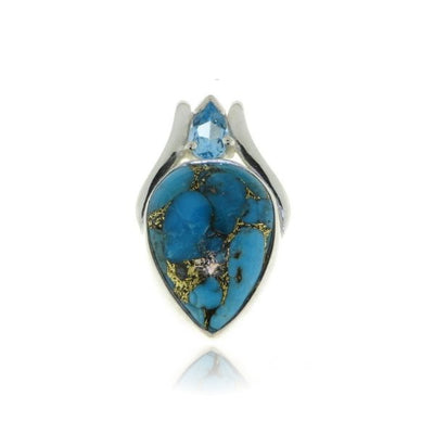 Zilveren hanger met Koper Turkoois en Blauwe Topaas edelsteen