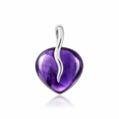Zilveren hanger met druppelvormige edelsteen - 925 zilver - 17 x 17 mm · Amethist