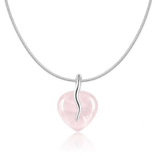 Zilveren hanger met druppelvormige edelsteen - 925 zilver - 17 x 17 mm · Rozenkwarts · productfoto · steen:rozenkwarts