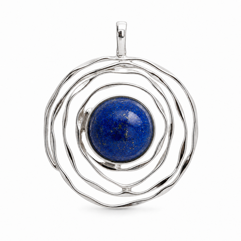 Zilveren hanger met rond gezette edelsteen - 925 zilver - 17 x 17 mm · Lapis Lazuli