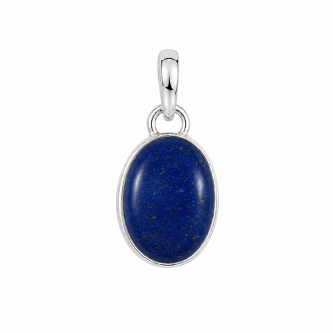 Zilveren hanger gezet met een ovale edelsteen - 925 zilver - 14 x 10 mm · Lapis Lazuli