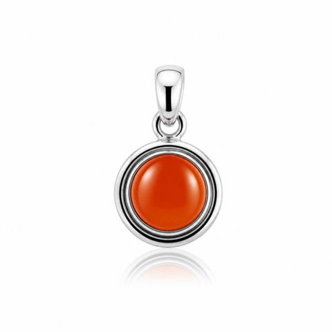Zilveren hanger met ronde edelsteen in fraaie zetting - 925 zilver - 23 x 13 mm · Carneool