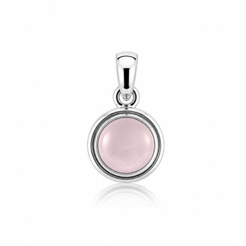 Zilveren hanger met ronde edelsteen in fraaie zetting - 925 zilver - 23 x 13 mm · Rozenkwarts