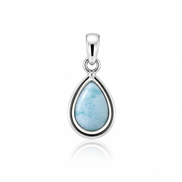 Zilveren hanger met druppelvormig edelsteen - 925 zilver - 10 x 7 mm · Larimar · productfoto · steen:larimar