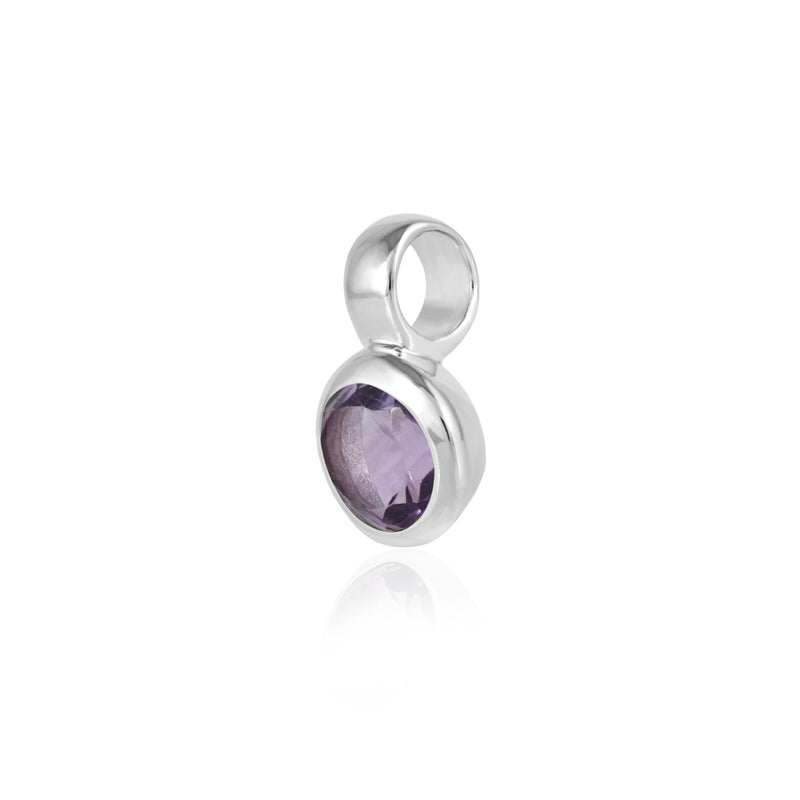 Zilveren hanger met rond gefacetteerde edelsteen - 925 zilver · Amethist · productfoto · steen:amethist