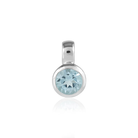 Zilveren hanger met rond gefacetteerde edelsteen - 925 zilver · Blauwe Topaas
