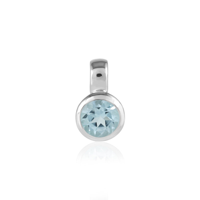 Zilveren hanger met rond gefacetteerde edelsteen - 925 zilver · Blauwe Topaas · productfoto · steen:blauwe-topaas
