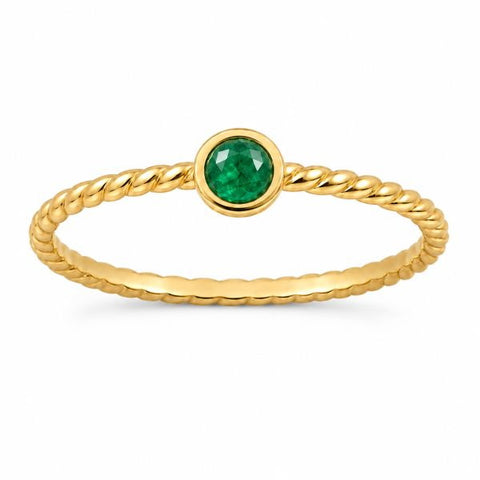 Gouden ring met Smaragd edelsteen - 14 karaat - 3 mm