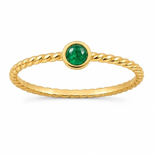 Gouden ring met Smaragd edelsteen - 14 karaat - 3 mm