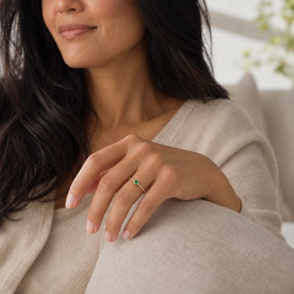 Gouden ring met edelsteen - 14 karaat - 3 mm