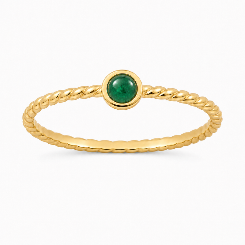 Ring met edelsteen - goldplated zilver - 3 mm · None · productfoto · steen:None