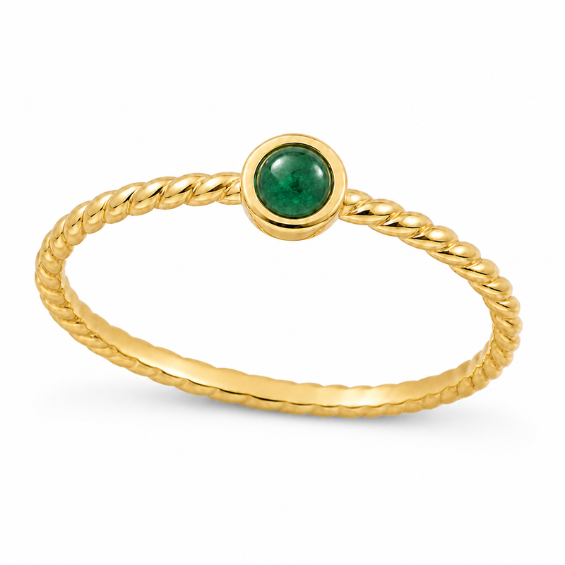 Ring met edelsteen - goldplated zilver - 3 mm · None · detail · steen:None