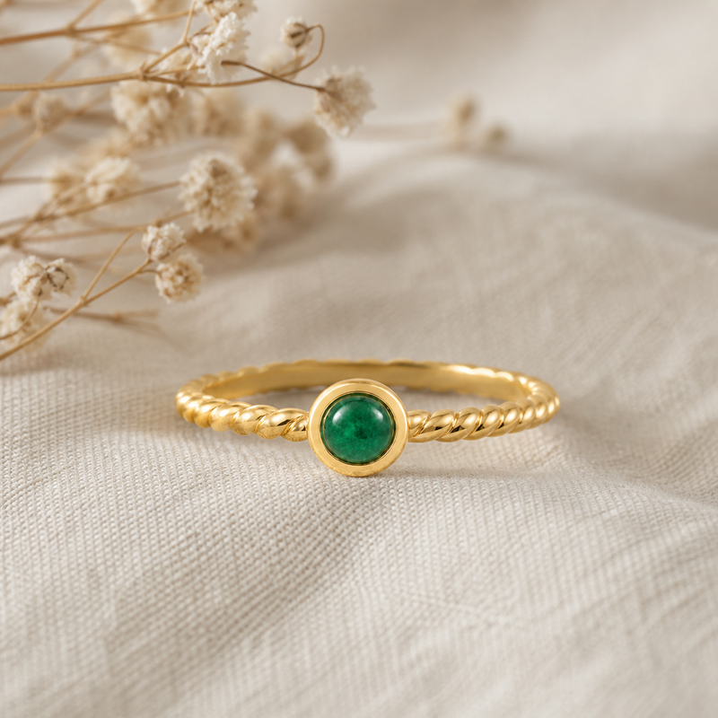 Ring met edelsteen - goldplated zilver - 3 mm · None · sfeerbeeld · steen:None