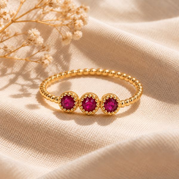 Gouden ring met rond gefacetteerde Blauwe Saffier - 14 karaat - 3 mm