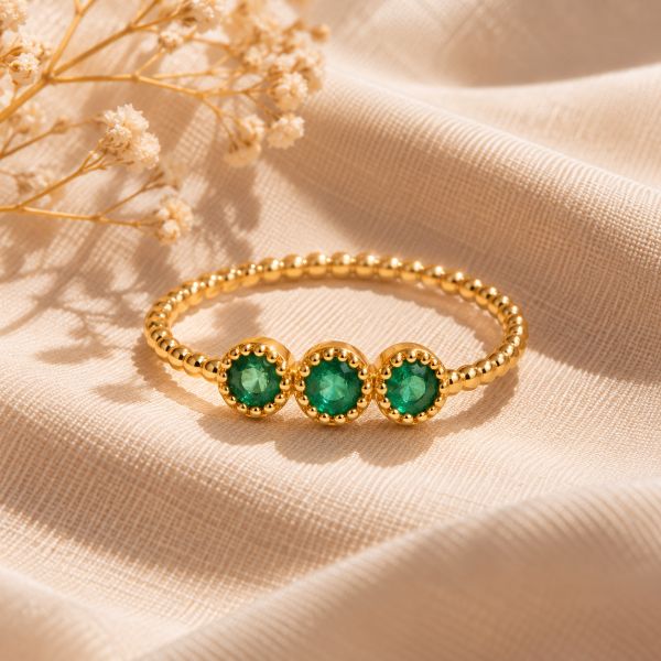 Gouden ring met rond gefacetteerde Blauwe Saffier - 14 karaat - 3 mm