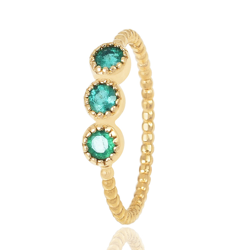 Gouden ring met rond gefacetteerde Blauwe Saffier - 14 karaat - 3 mm