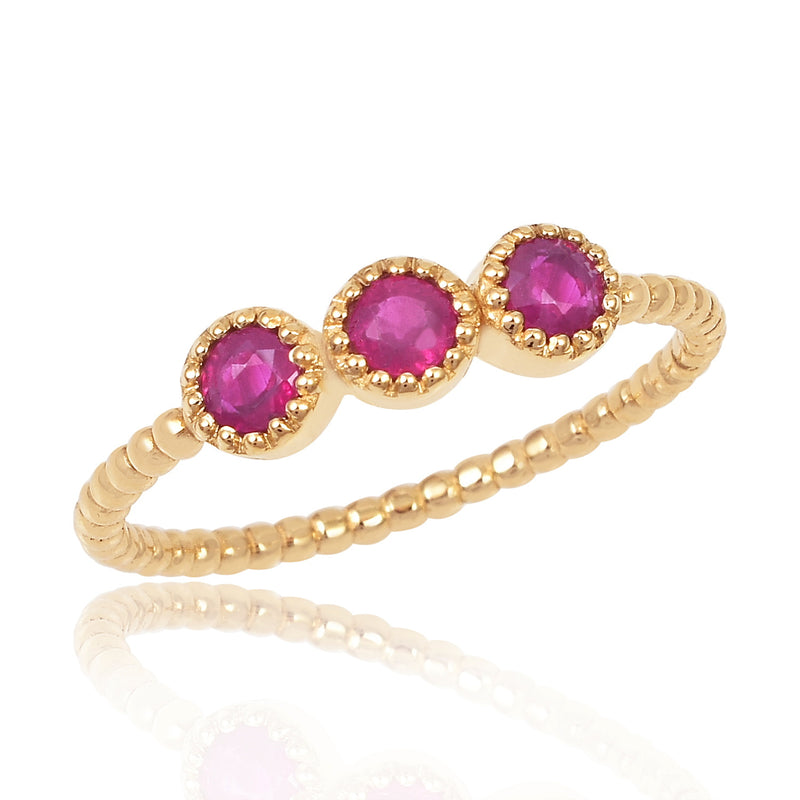 Gouden ring met rond gefacetteerde Blauwe Saffier - 14 karaat - 3 mm