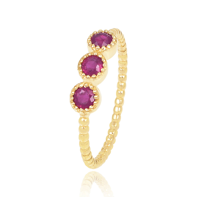 Gouden ring met rond gefacetteerde Blauwe Saffier - 14 karaat - 3 mm
