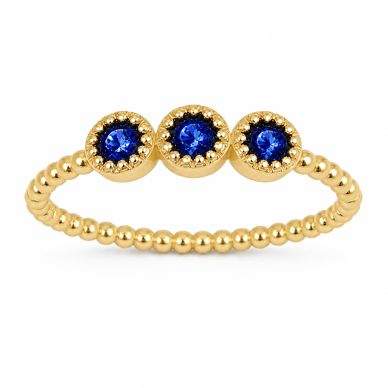 Ring met Blauwe edelsteen, gefacetteerd - goldplated zilver - 3 mm · None · productfoto · steen:None