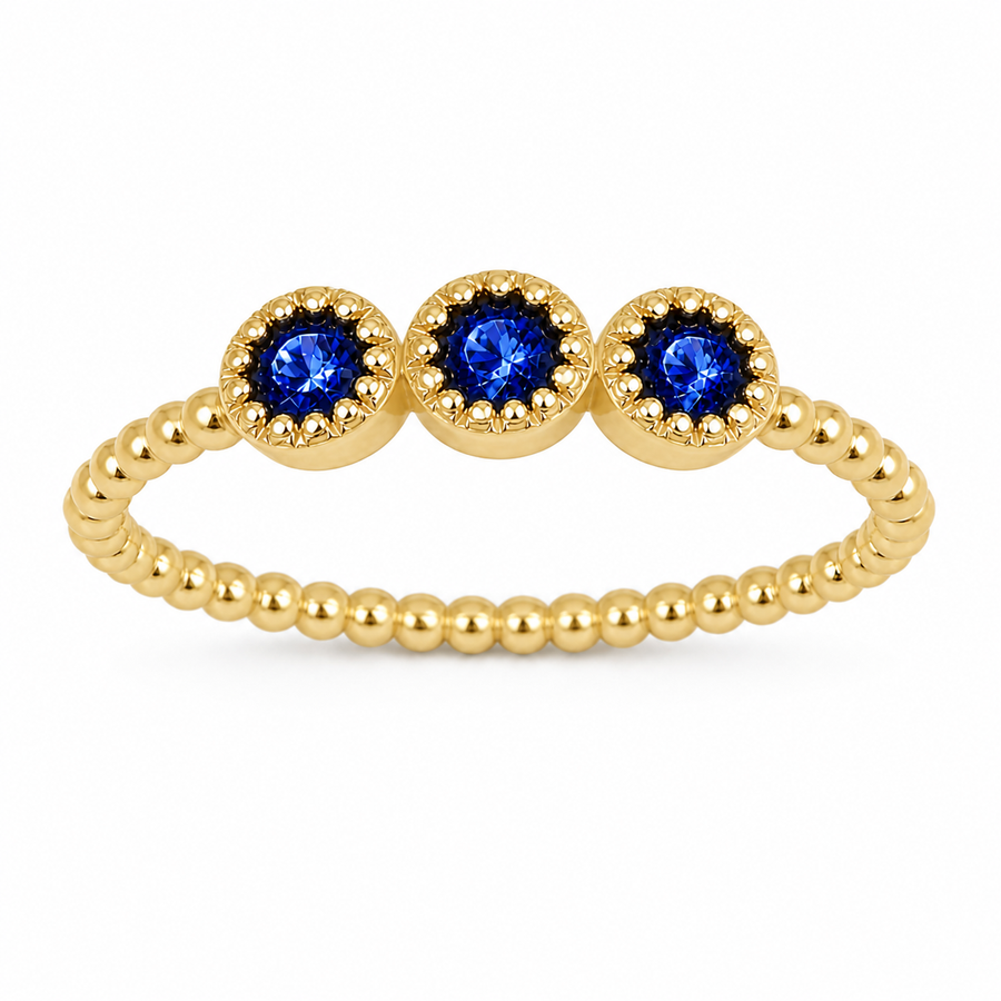 Ring met Blauwe edelsteen, gefacetteerd - goldplated zilver - 3 mm · None · productfoto · steen:None