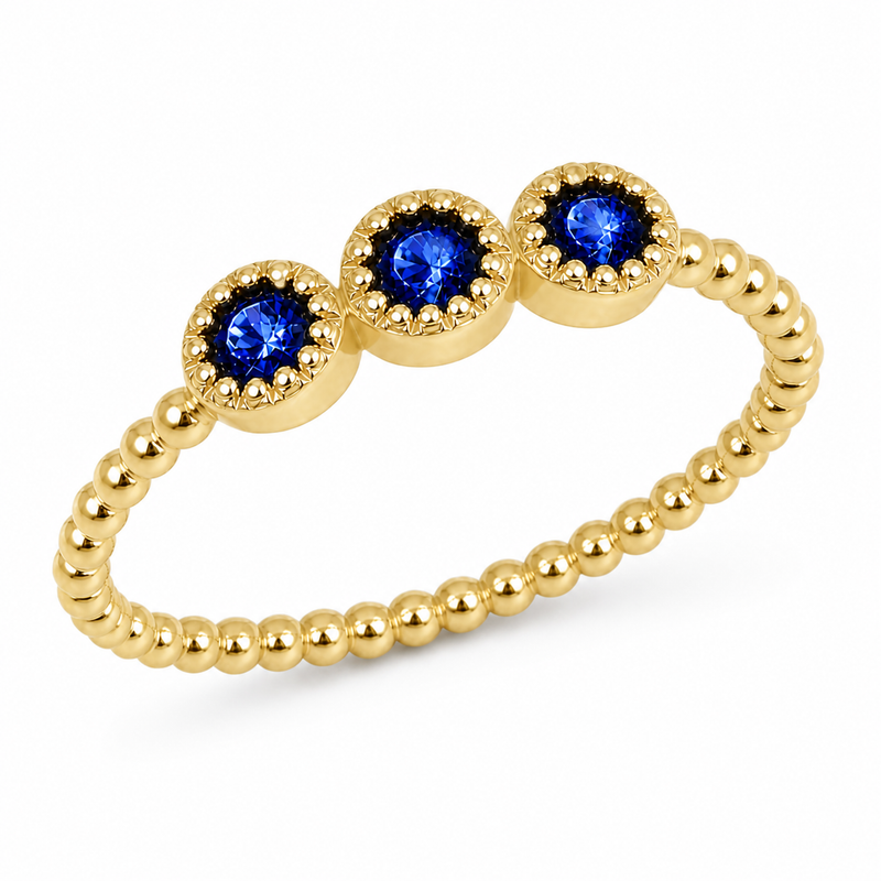 Ring met Blauwe edelsteen, gefacetteerd - goldplated zilver - 3 mm · None · detail · steen:None