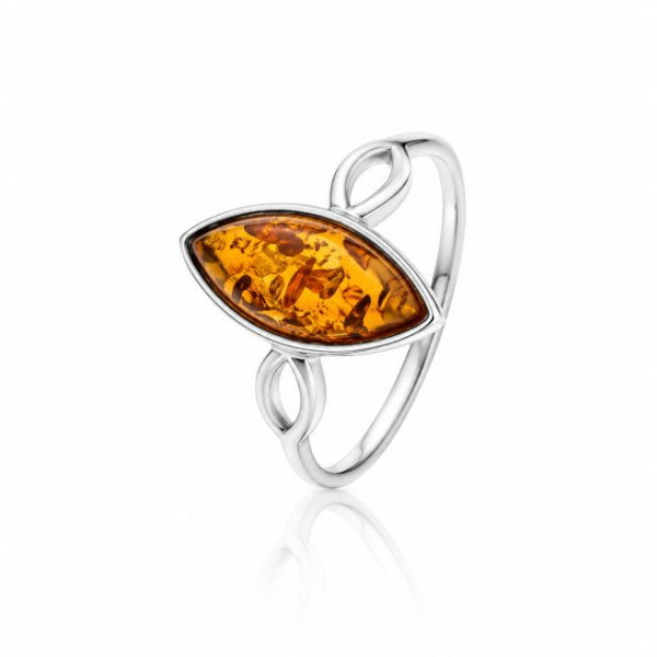 Zilveren ring met marquise edelsteen - 925 zilver - 14 x 6 mm