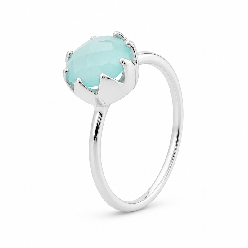 Zilveren ring met edelsteen - 925 zilver · Chalcedoon · detail · steen:chalcedoon