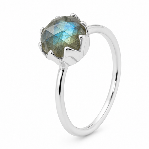 Zilveren ring met edelsteen - 925 zilver · Labradoriet / 16.5