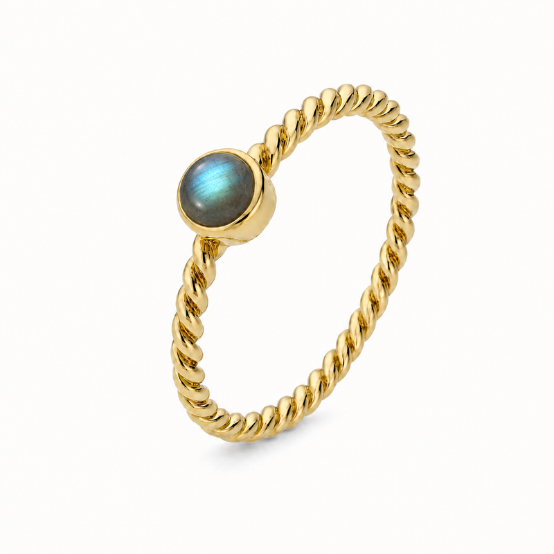 Ring met edelsteen - goldplated zilver · Labradoriet · productfoto · steen:labradoriet